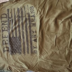 Grunt Style women's XXL tshirt Army OD green Defend by any Means